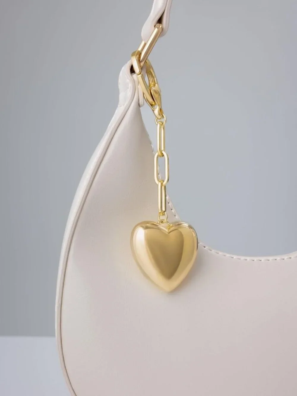 Chunky Heart & Cherry Bag Charm - 14K Gold Plated Handbag Accessory for Women